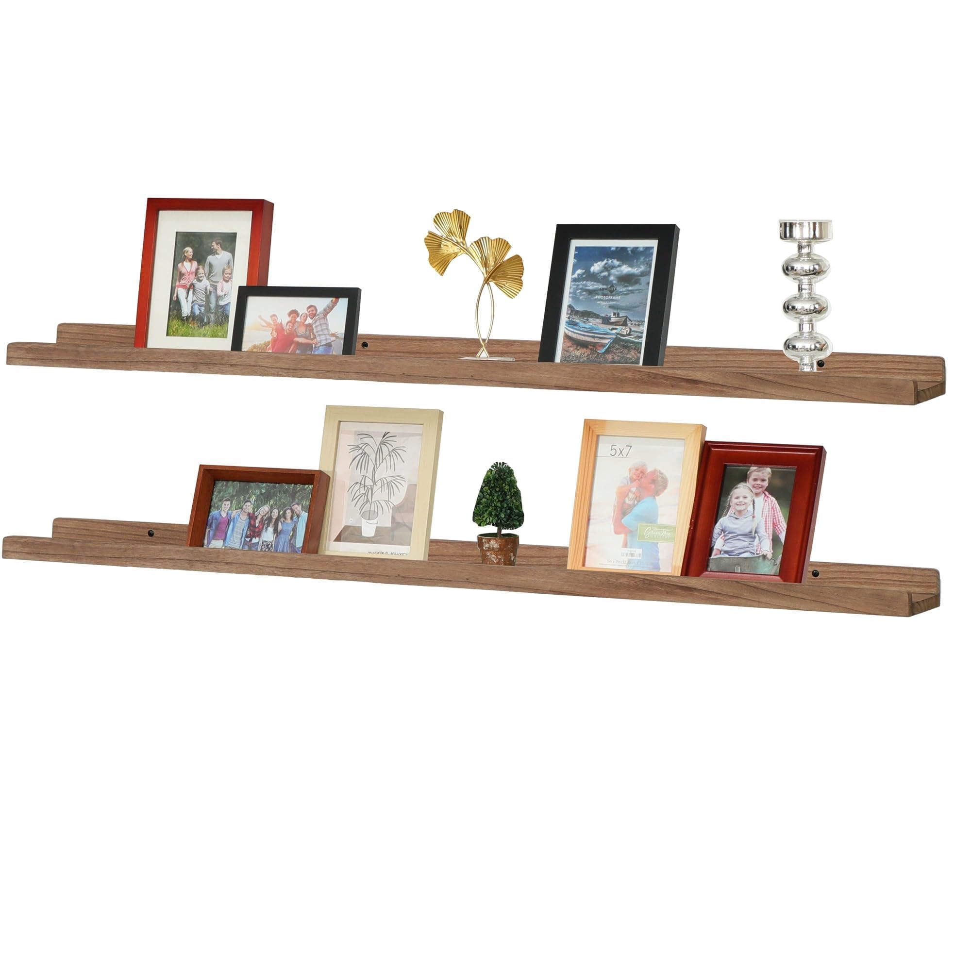 Long Floating Shelves with Lip,Picture Ledge Shelf 47 Inch for Wall Set of 2,Photo Frame Storage Display Shelf for Living Room Nursery Room Bedroom Bathroom Kitchen Home Office Decor,Solid Wood