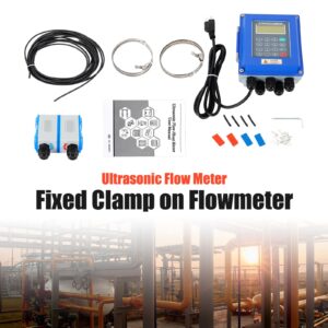 Ultrasonic Flow Meter,TUF-2000B+TM-1 Ultrasonic Flowmeter,DN50~DN700mm Fixed Clamp on Flowmeter Tool,LCD Digital Liquid Flowmeter,Bi-Directional Measurement Flow Meter for Water Supply Industries