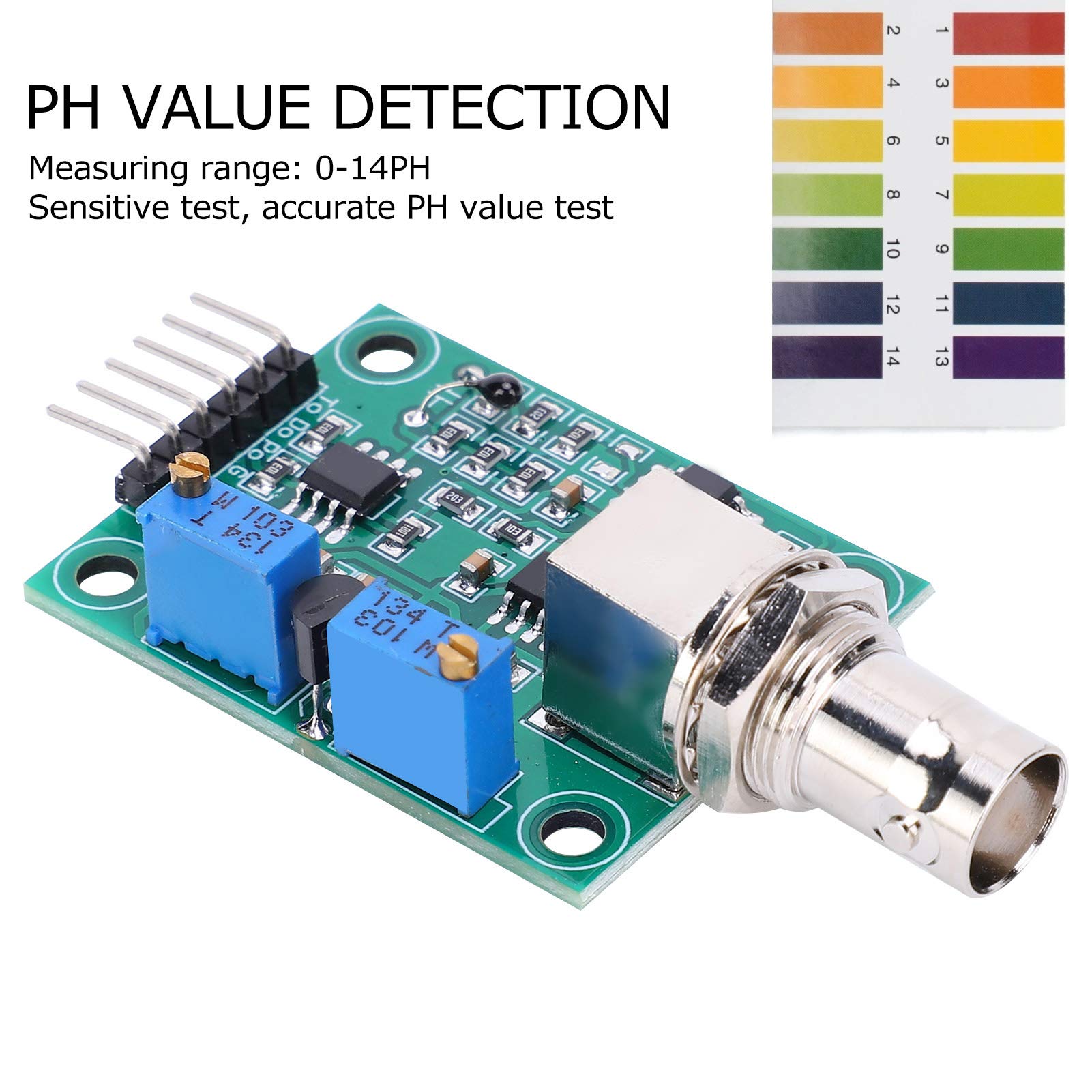 Value Sensor Module, Detecting and Collecting Universal pH, 0 14 Value Tester Meter for Water Quality Analyzing with ABS Material, Sensitive and Accurate Measurement