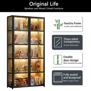 5-Tier Curio Display Cabinet, Storage Shelves with Acrylic Door, Collectibles Toy Organizers Rack & Display Shelf, Display Case for Playroom Bedroom Toddler's Room Kids Bookcase (Black double door)