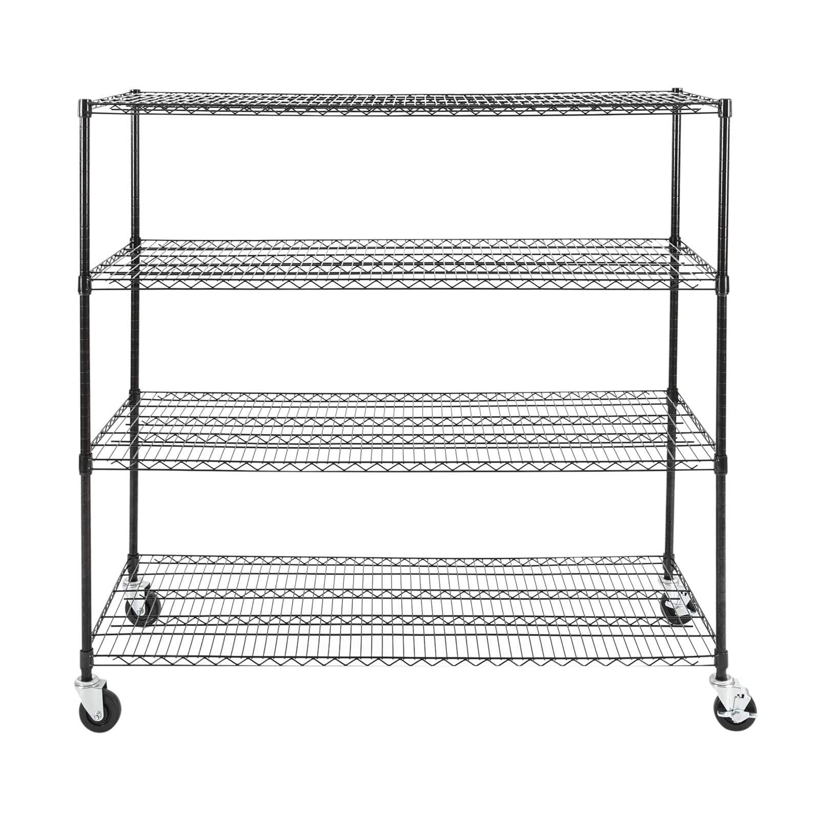 Metal Shelving Unit With Wheels, 4-Tier Wire Shelving, With Four Universal Wheels，Adjustable Support, Freestanding Heavy Duty Metal Wire Storage Shelf Rack For Warehouse, Industrial Or Commercial Etc