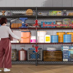 REIBII 72.81" W Storage Shelves 70.91" H Wire Shelving Unit Load 1600LBS 5 Tier Metal Shelving for Storage Rack Heavy Duty Metal Shelves for Garage Pantry Kitchen Warehouse