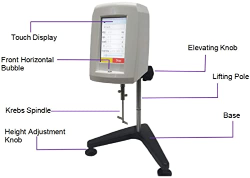 VTSYIQI Stormer Viscosity Tester Touch Screen Rotational Viscometer Automatic Viscometer with Range 40.2KU to 141.0KU Accuracy ±1% for Ink Viscosity Test KU CP G ℃ Value Display