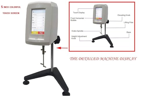 VTSYIQI Stormer Viscosity Tester Touch Screen Rotational Viscometer Automatic Viscometer with Range 40.2KU to 141.0KU Accuracy ±1% for Ink Viscosity Test KU CP G ℃ Value Display