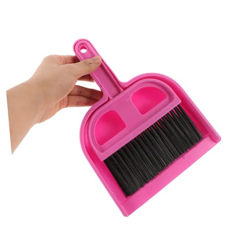 CONGARTENO 1 Set Pet Cleaning Tool Push Broom Brooms Dustpan Hamster Poop Scooper Starter Block Mini Broom Lint Dust Pan and Hand Broom Floor Squeegee Broom Handle Pig Dog Rosy Plastic