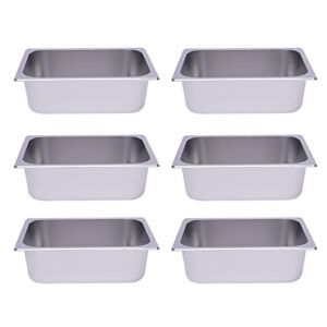 6 pack 4" deep 1/2 size stainless steel steam table pans hotel food prep pan new