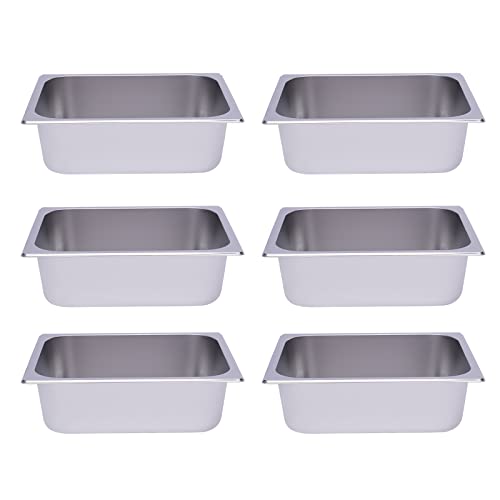 6 Pack 4" Deep 1/2 Size Stainless Steel Steam Table Pans Hotel Food Prep Pan NEW