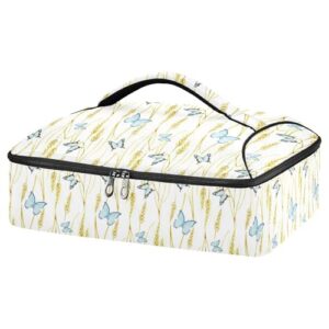 kcldeci insulated thermal food carrier insulated casserole carrier for hot or cold food,watercolor butterfly insulated tote bag for potluck cookouts parties picnic,lasagna lugger