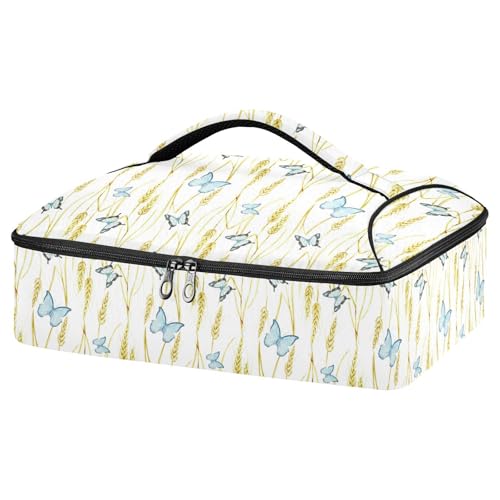 Kcldeci Insulated Thermal Food Carrier Insulated Casserole Carrier for Hot or Cold Food,Watercolor Butterfly Insulated Tote Bag for Potluck Cookouts Parties Picnic,Lasagna Lugger