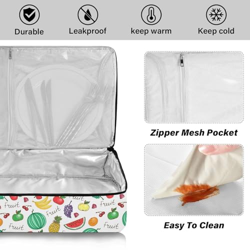 Kcldeci Insulated Thermal Food Carrier Insulated Casserole Carrier for Hot or Cold Food,Juicy Fruit Insulated Tote Bag for Potluck Cookouts Parties Picnic,Lasagna Lugger