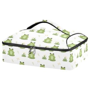 kcldeci insulated thermal food carrier insulated casserole carrier for hot or cold food,cute frogs insulated tote bag for potluck cookouts parties picnic,lasagna lugger