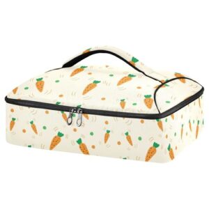 kcldeci insulated thermal food carrier insulated casserole carrier for hot or cold food,carrot pattern insulated tote bag for potluck cookouts parties picnic,lasagna lugger