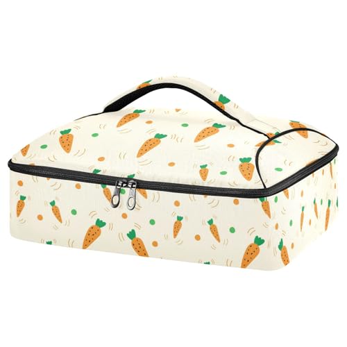 Kcldeci Insulated Thermal Food Carrier Insulated Casserole Carrier for Hot or Cold Food,Carrot Pattern Insulated Tote Bag for Potluck Cookouts Parties Picnic,Lasagna Lugger