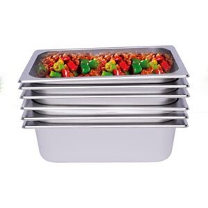 6 Pack 4" Deep 1/2 Size Stainless Steel Steam Table Pans Hotel Food Prep Pan NEW