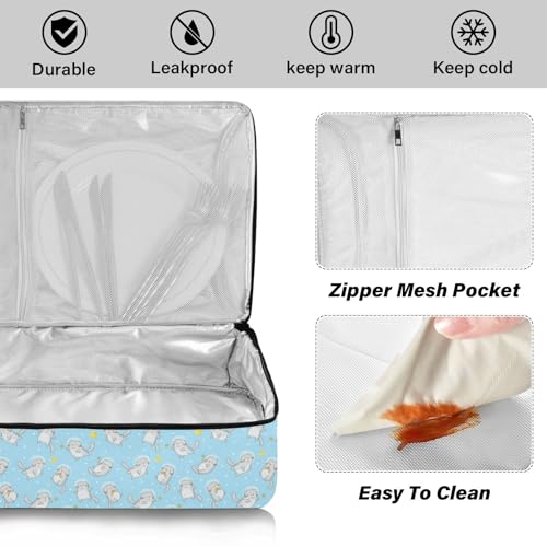 Kcldeci Insulated Thermal Food Carrier Insulated Casserole Carrier for Hot or Cold Food,Cute Scottish Cats Astronauts Insulated Tote Bag for Potluck Cookouts Parties Picnic,Lasagna Lugger