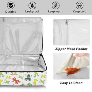 Kcldeci Insulated Thermal Food Carrier Insulated Casserole Carrier for Hot or Cold Food,Tropical Tree Frogs Insulated Tote Bag for Potluck Cookouts Parties Picnic,Lasagna Lugger