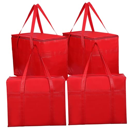 BUGUUYO 4pcs Insulation Bags Reusable Grocery Tote Insulated Bags Cooler Bags Insulated Portable Insulation Bag Jumbo Insulated Bag Catering Bags Shopping Bags Thermal Bag Non-Woven Fabric