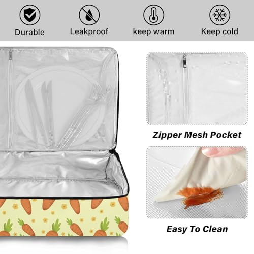 Kcldeci Insulated Thermal Food Carrier Insulated Casserole Carrier for Hot or Cold Food,Yellow Insulated Tote Bag for Potluck Cookouts Parties Picnic,Lasagna Lugger