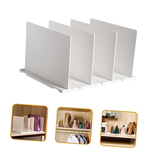 FONDOTIN Partition Plate Cabinet Divider Shelving Clothes Divider Book Shelf Dividers Bookshelf Dividers Wardrobe Organizing Dividers Clear Shelf Closets Shelf Dividers Plastic White