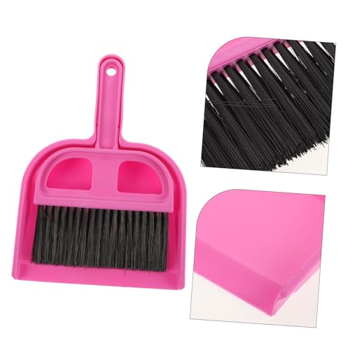 CONGARTENO 1 Set Pet Cleaning Tool Push Broom Brooms Dustpan Hamster Poop Scooper Starter Block Mini Broom Lint Dust Pan and Hand Broom Floor Squeegee Broom Handle Pig Dog Rosy Plastic