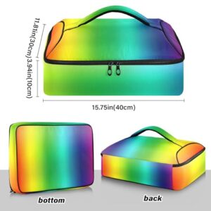 Kcldeci Insulated Thermal Food Carrier Insulated Casserole Carrier for Hot or Cold Food,Blurry Rainbow Insulated Tote Bag for Potluck Cookouts Parties Picnic,Lasagna Lugger