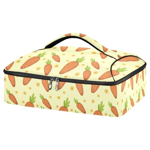 Kcldeci Insulated Thermal Food Carrier Insulated Casserole Carrier for Hot or Cold Food,Yellow Insulated Tote Bag for Potluck Cookouts Parties Picnic,Lasagna Lugger