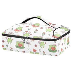 kcldeci insulated thermal food carrier insulated casserole carrier for hot or cold food,cute love frog doodle cartoon insulated tote bag for potluck cookouts parties picnic,lasagna lugger