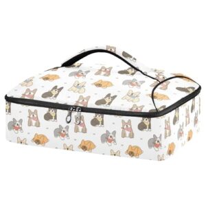 kcldeci insulated thermal food carrier insulated casserole carrier for hot or cold food,cute french bulldog insulated tote bag for potluck cookouts parties picnic,lasagna lugger