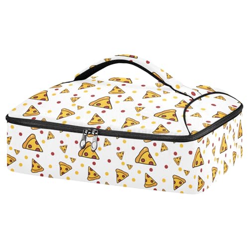 Kcldeci Insulated Thermal Food Carrier Insulated Casserole Carrier for Hot or Cold Food,Pizza Theme Insulated Tote Bag for Potluck Cookouts Parties Picnic,Lasagna Lugger