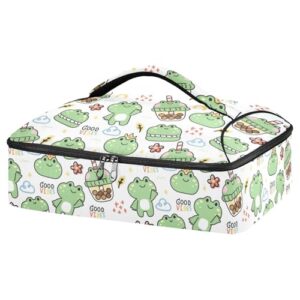 kcldeci insulated thermal food carrier insulated casserole carrier for hot or cold food,cute frog (2) insulated tote bag for potluck cookouts parties picnic,lasagna lugger