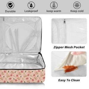 Kcldeci Insulated Thermal Food Carrier Insulated Casserole Carrier for Hot or Cold Food,Roses Peonies and Butterflies Insulated Tote Bag for Potluck Cookouts Parties Picnic,Lasagna Lugger