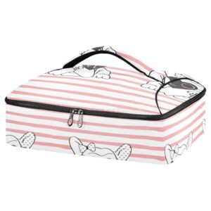 kcldeci insulated thermal food carrier insulated casserole carrier for hot or cold food,cute french bulldog love sunglasses insulated tote bag for potluck cookouts parties picnic,lasagna lugger