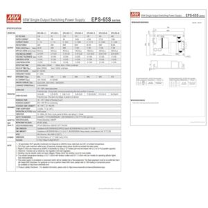 TorqCali EPS-65S-12 65W Single Output Switching Power Supply 12V 5.42A, 88% Efficiency, Universal AC Input, Industrial Grade, for Automation Equipment, Test & Measurement, and More