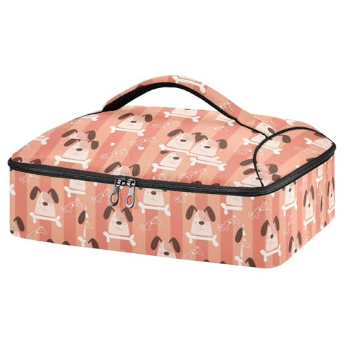 Kcldeci Insulated Thermal Food Carrier Insulated Casserole Carrier for Hot or Cold Food,Cute Dog Heads Insulated Tote Bag for Potluck Cookouts Parties Picnic,Lasagna Lugger