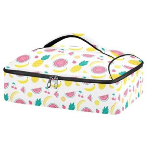 kcldeci insulated thermal food carrier insulated casserole carrier for hot or cold food,pineapple lemon melon insulated tote bag for potluck cookouts parties picnic,lasagna lugger