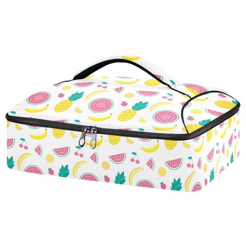 Kcldeci Insulated Thermal Food Carrier Insulated Casserole Carrier for Hot or Cold Food,Pineapple Lemon Melon Insulated Tote Bag for Potluck Cookouts Parties Picnic,Lasagna Lugger