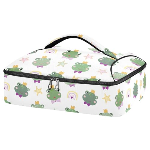 Kcldeci Insulated Thermal Food Carrier Insulated Casserole Carrier for Hot or Cold Food,Frog Head and Rainbows Insulated Tote Bag for Potluck Cookouts Parties Picnic,Lasagna Lugger