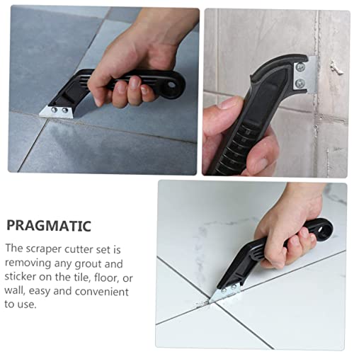 PRETYZOOM 1 Set Bevel Corner Scraping Floor Clean Scraper Cutter Paint Squeegee Scraper Cutter Cleaning Tool Tile Seam Clean Tool Floor Scraper Cutter Grout Rake Tool Blade Plastic Black