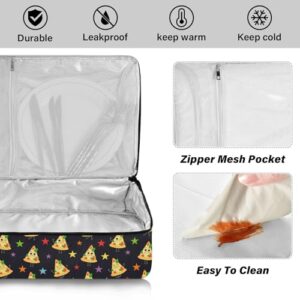 Kcldeci Insulated Thermal Food Carrier Insulated Casserole Carrier for Hot or Cold Food,Pizza Slice Cute Fast Food Insulated Tote Bag for Potluck Cookouts Parties Picnic,Lasagna Lugger