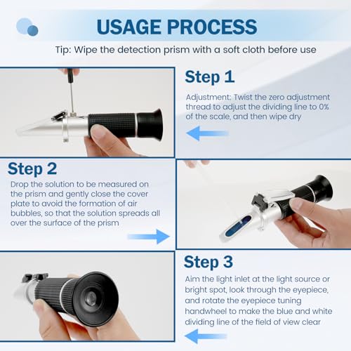 Brix Refractometer with ATC Handheld Honey, Refractometer Accurate Brix Meter Easy to Use Brix Measurement Tool Brix 0 to 32 Portable Refractometer for Beer Wine Making