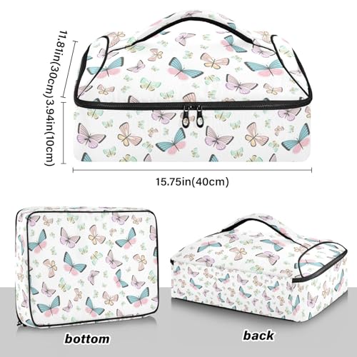 Kcldeci Insulated Thermal Food Carrier Insulated Casserole Carrier for Hot or Cold Food,Butterfly Insulated Tote Bag for Potluck Cookouts Parties Picnic,Lasagna Lugger