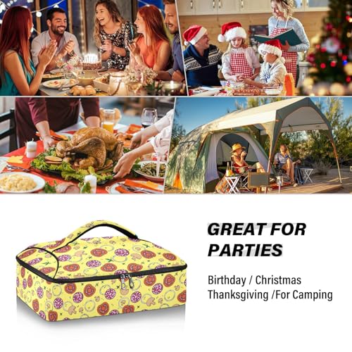 Kcldeci Insulated Thermal Food Carrier Insulated Casserole Carrier for Hot or Cold Food,Pizza Onion Rings Tomatoes Insulated Tote Bag for Potluck Cookouts Parties Picnic,Lasagna Lugger