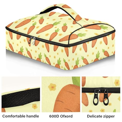 Kcldeci Insulated Thermal Food Carrier Insulated Casserole Carrier for Hot or Cold Food,Yellow Insulated Tote Bag for Potluck Cookouts Parties Picnic,Lasagna Lugger