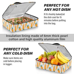 Kcldeci Insulated Thermal Food Carrier Insulated Casserole Carrier for Hot or Cold Food,Summer Vegetable Cartoon Carrot Insulated Tote Bag for Potluck Cookouts Parties Picnic,Lasagna Lugger