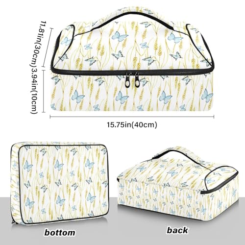 Kcldeci Insulated Thermal Food Carrier Insulated Casserole Carrier for Hot or Cold Food,Watercolor Butterfly Insulated Tote Bag for Potluck Cookouts Parties Picnic,Lasagna Lugger