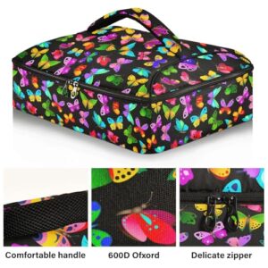 Kcldeci Insulated Thermal Food Carrier Insulated Casserole Carrier for Hot or Cold Food,Cartoon Butterflies Insulated Tote Bag for Potluck Cookouts Parties Picnic,Lasagna Lugger