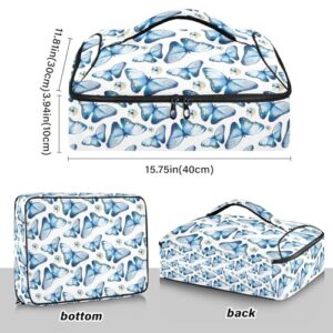 Kcldeci Insulated Thermal Food Carrier Insulated Casserole Carrier for Hot or Cold Food,Butterfly Spring Summer Floral Insulated Tote Bag for Potluck Cookouts Parties Picnic,Lasagna Lugger