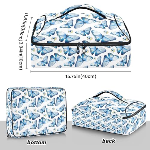 Kcldeci Insulated Thermal Food Carrier Insulated Casserole Carrier for Hot or Cold Food,Butterfly Spring Summer Floral Insulated Tote Bag for Potluck Cookouts Parties Picnic,Lasagna Lugger