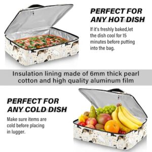 Kcldeci Insulated Thermal Food Carrier Insulated Casserole Carrier for Hot or Cold Food,Cute Doodle Dogs Insulated Tote Bag for Potluck Cookouts Parties Picnic,Lasagna Lugger