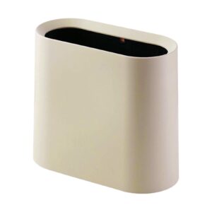 ieudns slim trash can narrow small garbage bin garbage can modern paper basket wastebasket dustbin for home bedroom bathroom toilet, khaki